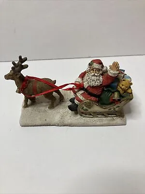 Santa Sleigh And Reindeer Christmas Figurine Midwest Importers Ceramic VTG • $15