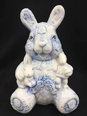 Blue Rabbits Ceramic Still Piggy Bank 5-3/4” Tall 3-7/8” Wide • $29.70