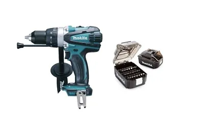 Makita DHP458Z 18v LXT Li-ion 2 Speed Combi Drill Naked With 21 Bit Set FREE!! • £100