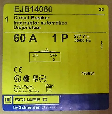 SQUARE D EJB14060 60 Amp Single Pole Circuit Breaker • $80