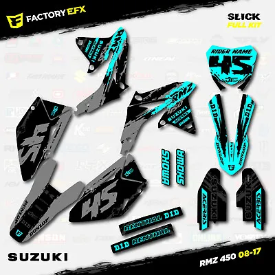 Gray & Cyan Slick Racing Graphics Kit Fits 08-17 Suzuki RMZ450 Sticker RMZ 450 • $69.99