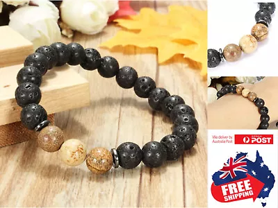 Chakra Bracelet Healing Lava Stone Natural Oil Diffuser Aromatherapy 3 Brown 1pc • $6.95