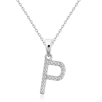 925 Sterling Silver Initial Necklaces For Women A-Z Letters 18 Inch Cable Chain • $19.99