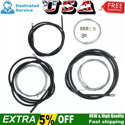 Universal Black Motorcycle Cable Set Kit Clutch + Brake + Throttle Harness Wires • $19.89