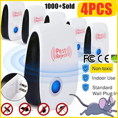 4PC Plug-in Electronic Ultrasonic Pest Repeller Anti Rat Mouse Bug Mosquito Flea • £10.89