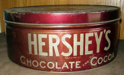 Antique Vintage Hershey's Chocolate Cocoa Tin 12  Round Large Canister USA W/Lid • $33