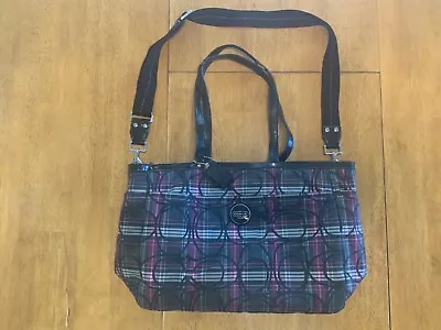 Coach Poppy Tartan Plaid Glamour Glitter Tote Bag Purse F15464 Pinks Purples • $49.99