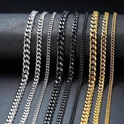 Cuban Chain Curb Necklace Men Women Punk Surgical Stainless Steel Link 3-7mm • $15.49