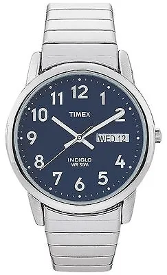 Timex T20031 Easy Reader Men's Silvertone Expansion Indiglo Day/Date • $42