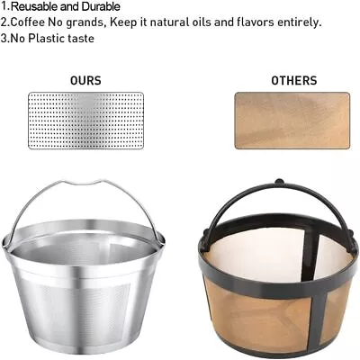 Reusable 4 5cup Basket Replacement Coffee Filters Stainless Steel Permanent • $22.46