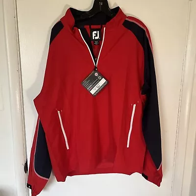 Footjoy FJ Sport Windshirt Pullover Men Size Large Red & Navy Long Sleeve 32616 • $45