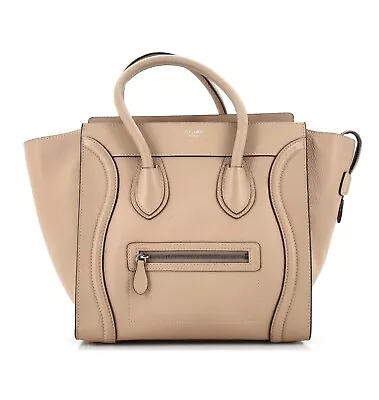 CELINE Handbag Tote Bag Mini Shopper Luggage Leather Authentic Beige Dune • $775