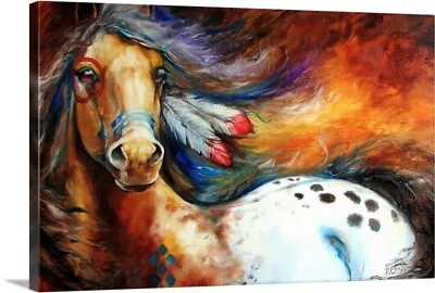 Spirit Indian Warrior Pony Canvas Wall Art Print Horse Home Decor • $49.99