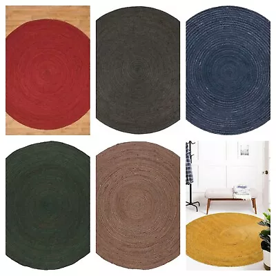 Round Rug 100% Natural Jute Hand Braided Living Room Area Rug Carpet Farmhouse • $142.50