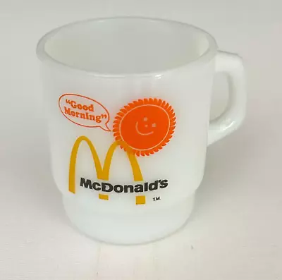 Anchor Hocking Fire King Milk Glass - McDonald's - Good Morning Coffee Mug Cup • $13.99