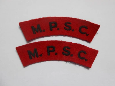 £10 • Buy 2WW  Era M.P.S.C.  Pair Of Cloth Shoulder Titles Of MILITARY PROVOST STAFF CORPS