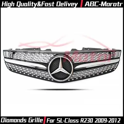 For Mercedes Benz SL-Class R230 2009-12 SL500 SL550 SL600 Black Dia-monds Grille • $219.99