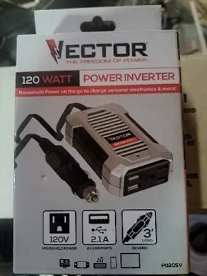 Vector Power Inverter 120 Watt 2.1 A Dual USB Ports 1-120V AC PORT. #PI120sv New • $15