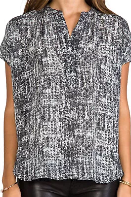 VINCE Women's White & Black Vee Placket Blouse V169210835 Sz XS $325 NWT • $97.47