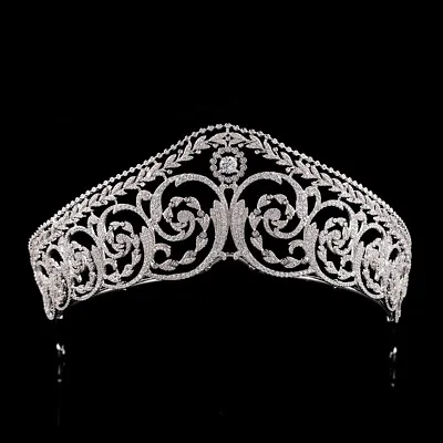 Luxury All CZ Cubic Zirconia Queen Wedding Bridal Queen Pageant Prom Tiara Crown • £70.80