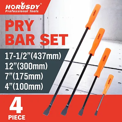 Horusdy 4Pc Steel Pry Bar Set Heavy Duty Mechanic Crowbar Car  4  7  12  17-1/2  • $24.99