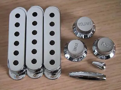 $9.59 • Buy ST Pickup Covers Strat Style Guitar Knobs Switch,Trem Arm Tip Chrome