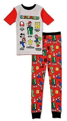 SUPER MARIO NINTENDO Boys Cotton Snug-Fit Pajamas Sleepwear Set Size 4 Or 6  $20 • $12.99