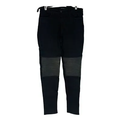 J Brand Women's Hewson Leather Panel Knee Black Denim Jeans Size 30 • $24