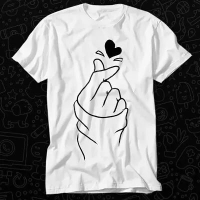 Finger Heart Korean I Love You Hand Sign Language T Shirt 185 • £6.35