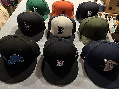 6) Detroit Tigers Lions Pistons New Era 59fifty Hat Cap Lot 7 1/2 3/8 & 3) GU =9 • $160