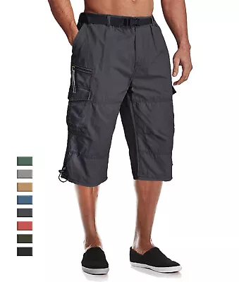 Men's Casual Cotton Cargo Shorts Outdoor Hiking 3/4 Length Below Knee Pants Man • $23.98