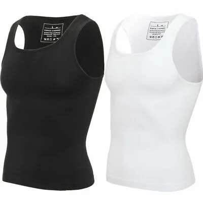 Men's Body Shaper Slimming Shirt Vest Elastic Slim Shapewear Tank Top Undershirt • $17.79