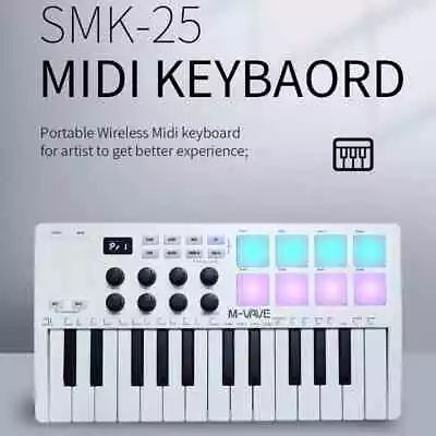 M-VAVE SMK-25 USB MIDI Keyboard Controller Mini 25 Keys Wireless With Software • $76.49