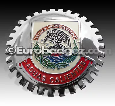 1- NEW Chrome Front Grill Badge Mexican Flag MEXICO MEDALLION AGUAS CALIENTES • $19.99