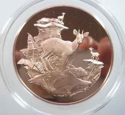 East Africa KLIPSPRINGERS Wild Life Society Bronze 50mm 884# Proof Sealed Medal • $18.90