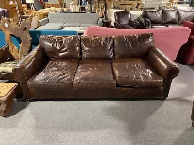 Restoration Hardware Leather 8’ Lancaster Sofa • $2350