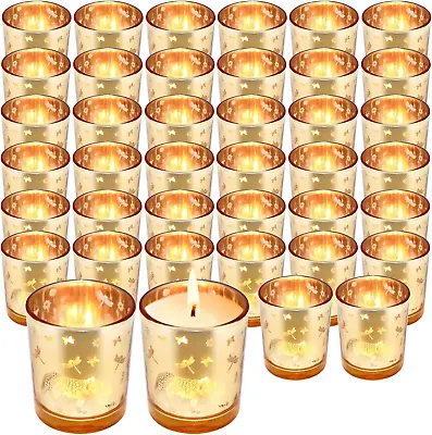 Mercury Glass Tealight Candle Holder Bulk- Gold Glass Votive Candle 3oz • $19.82