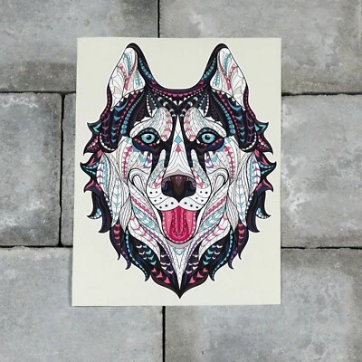 £3.30 • Buy Stained Glass Style Husky Dog Vinyl Sticker Decal Wall Car Van  - SKU6503