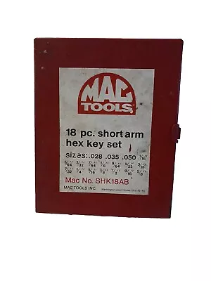 Mac Tools RED  BOX ONLY  Short Arm Hex Key Set SHK18AB • $10