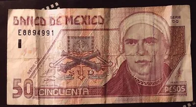 2000 Mexico 50 Peso Rare Series Dq  Banknote Currency Inv#b12294 • $9.99