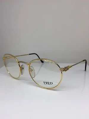 New Vintage FRED Lunettes Ouragan Gold Bicolore JJ C. 001 Eyeglasses 53mm France • $899.99