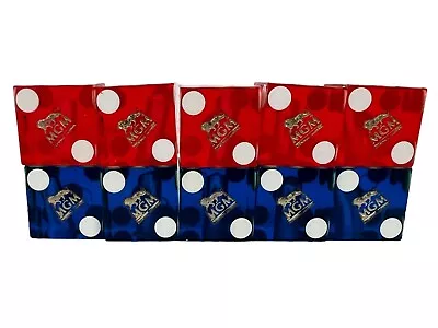 MGM Casino Dice Lot Of 10 Red Blue Cancelled Drilled Translucent Number Vintage • $49.99