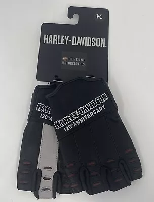 NEW Harley Davidson 120th Anniversary True North Fingerless Leather Gloves Med • $54.99