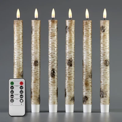 $44.28 • Buy Birch Flameless Taper Candles With Remote, Flickering Realistic