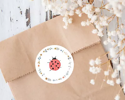Ladybird Round Stickers Sheet Envelope Seals Gift Stickers 24 Pcs • £3