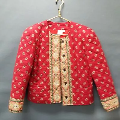 Vera Bradley Vintage Red Paisley Quilted Blazer Jacket Women’s Size Small • $18