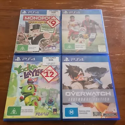 $45 • Buy PS4 GAMES BUNDLE: Fifa15, Monopoly, Yooka Laylee And Overwatch FREE POST