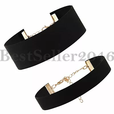 2PCS Wide Bib Velvet Choker Chunky Collar Choker Necklace Women Jewelry Black • $9.99