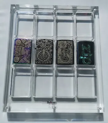 12 Grids Crystal Acrylic Magnetic Display Frame Storage Case For Zippo Lighters • $143.30