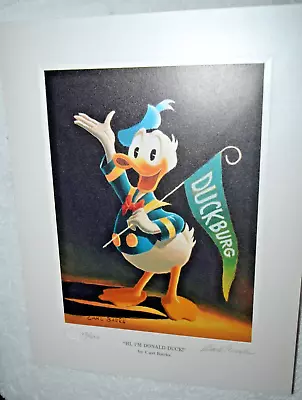 Donald Duck # 22 Of 595 Lithograph Signed By Carl Barks COA 60 Years Quacking AR • $399.95